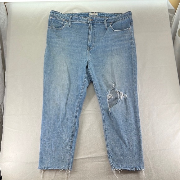 Madewell Denim - Madewell Blue Jeans Straight Perfect Vintage High Rise Ankl Distressed Womens 36